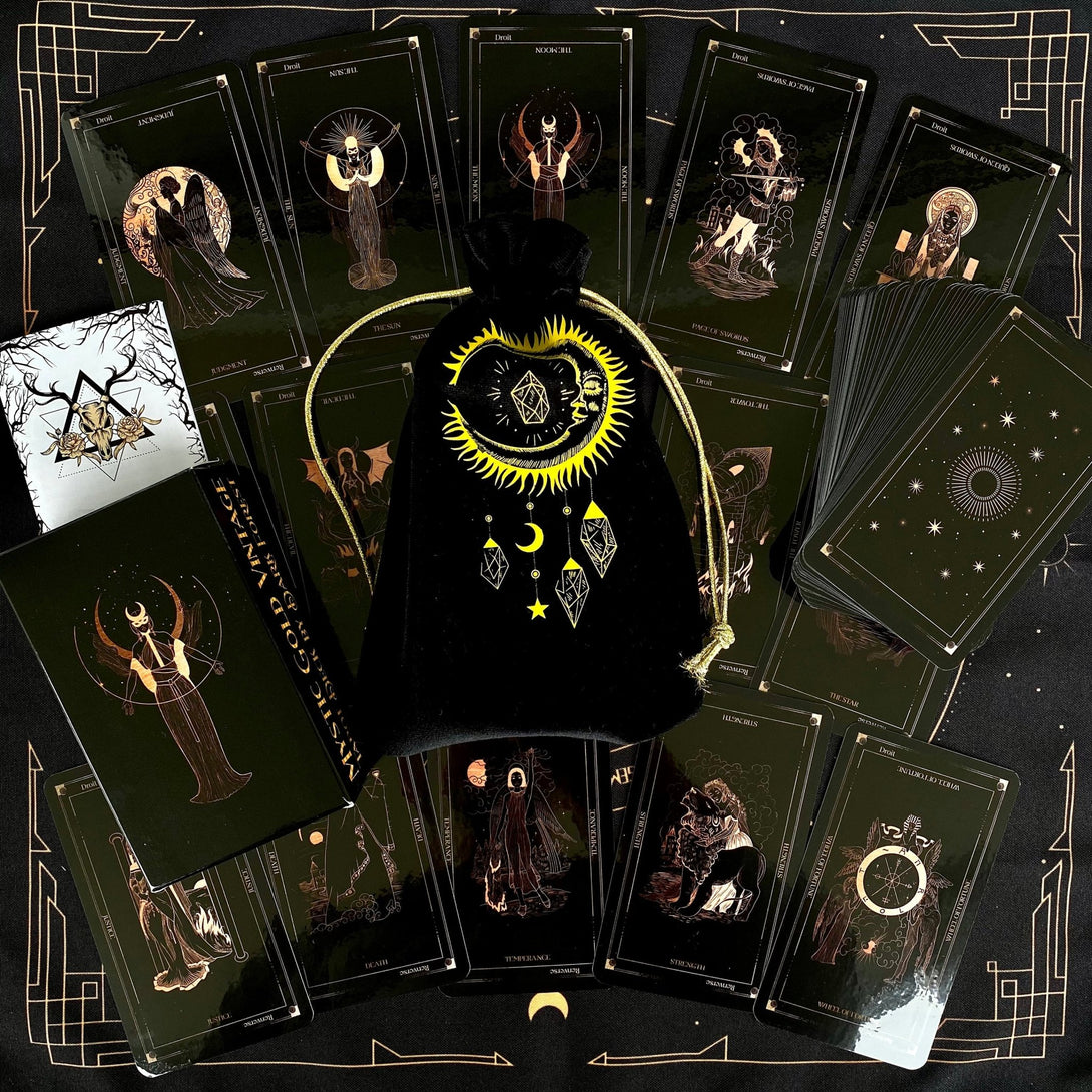Mystical Gold Vintage Tarot Deck - Dark Forest Tarot Cards