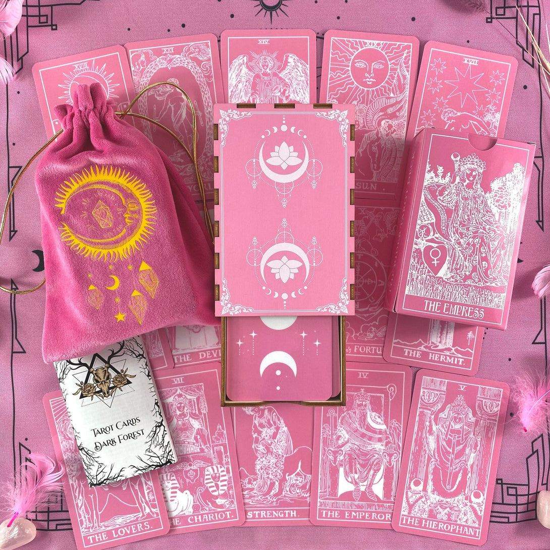 Pink White Tarot Deck - Dark Forest Tarot Cards
