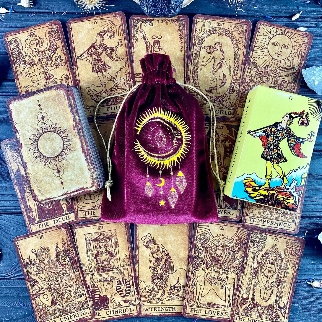 Red Vintage Tarot Deck - Dark Forest Tarot Cards