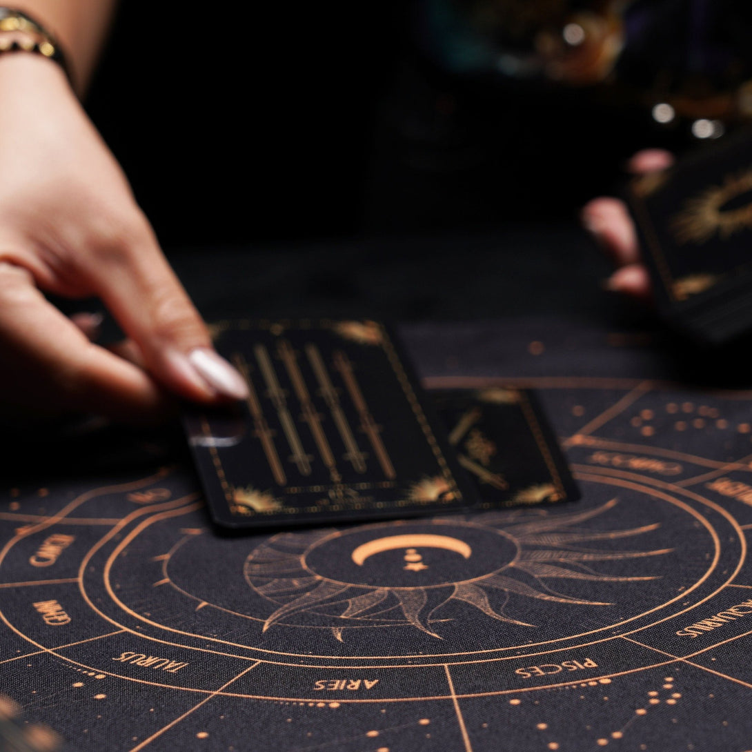Set Black Gold Tarot Bag & Tarot Cloth for Tarot Cards - Dark Forest Tarot Cards