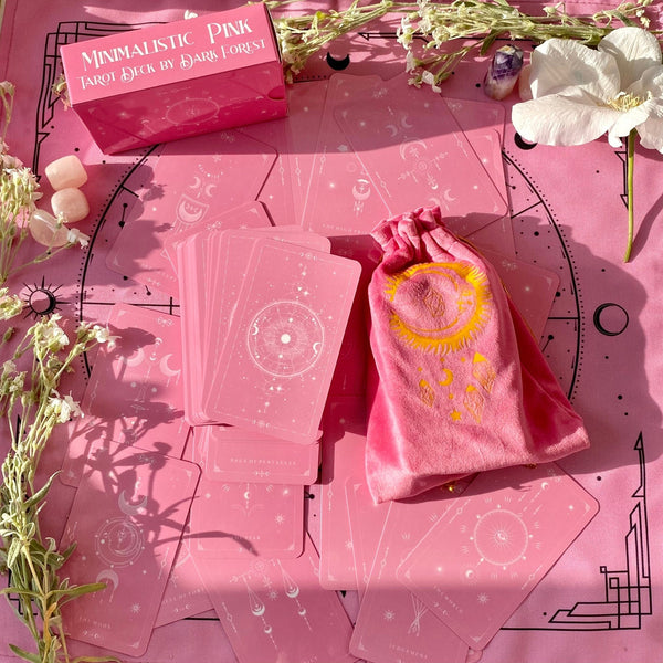 Set Pink Tarot Bag & Tarot Cloth for Tarot Cards - Dark Forest Tarot Cards