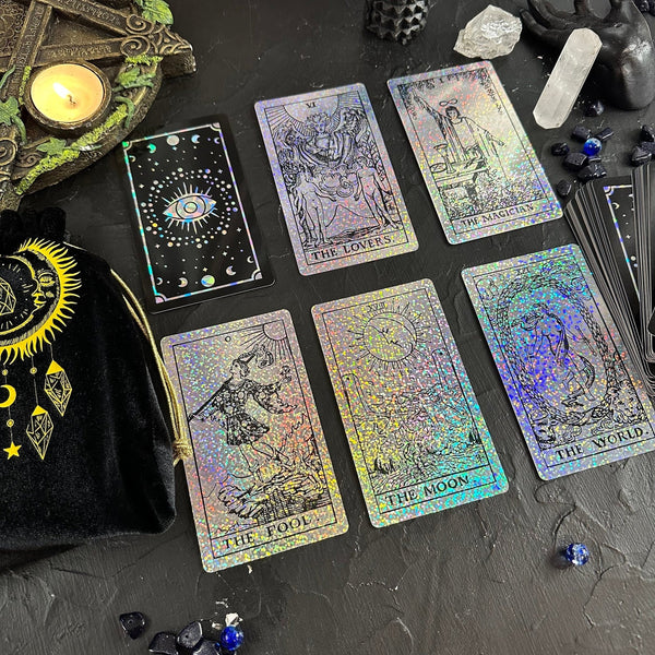 the Rider Waite Holographic Crystal Foil Tarot Deck - Dark Forest Tarot Cards