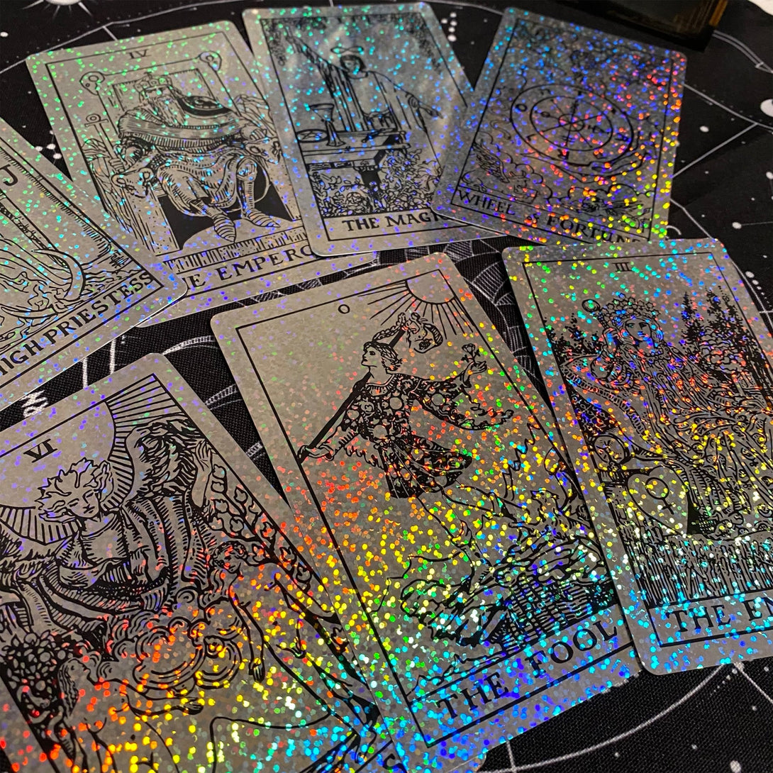 the Rider Waite Holographic Crystal Foil Tarot Deck - Dark Forest Tarot Cards