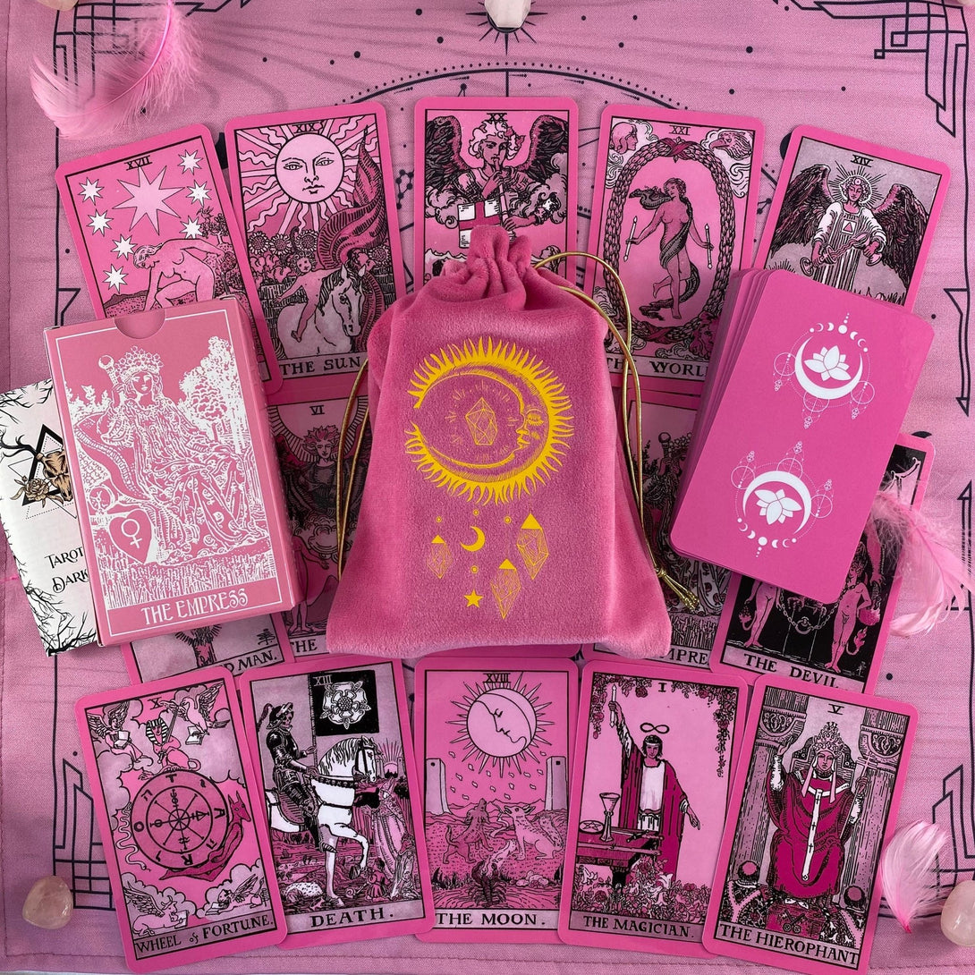 the Rider Waite Pink Vintage Tarot Deck - Dark Forest Tarot Cards