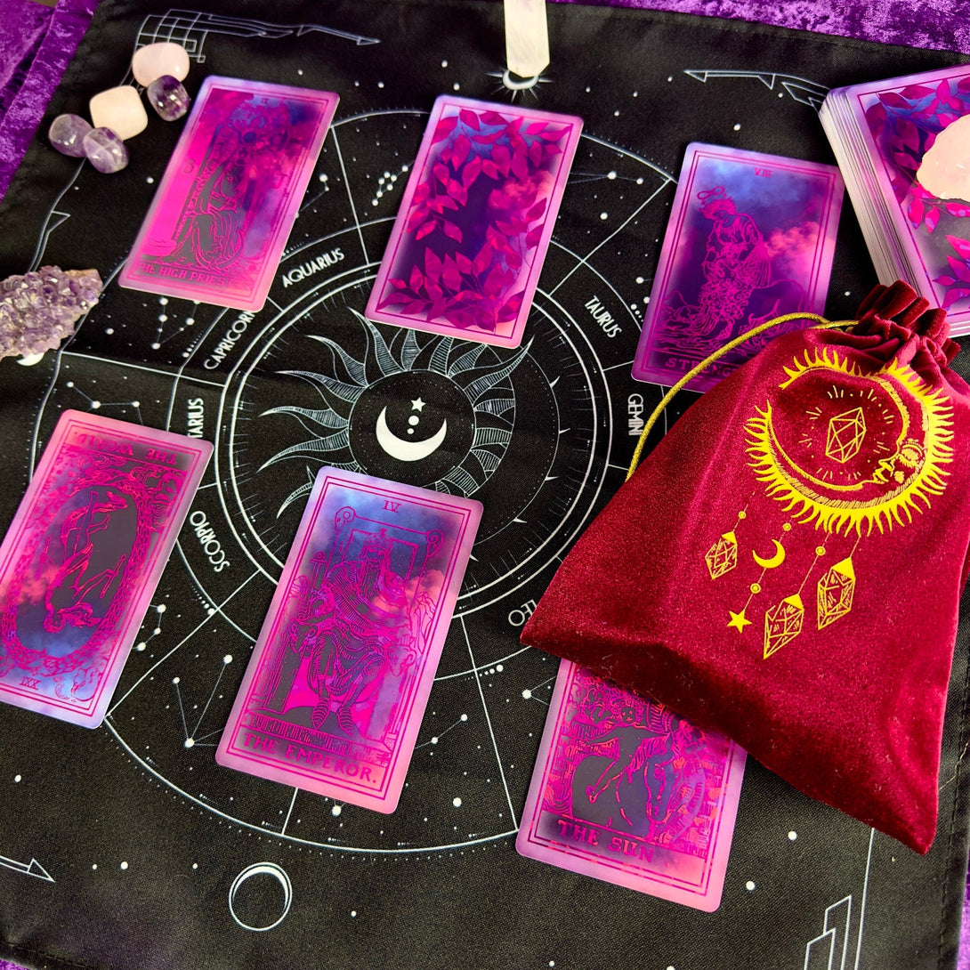 the Rider Waite Purple Neon Foil Tarot Deck - Dark Forest Tarot Cards